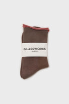 Dark beige and pink rolled trim socks_3