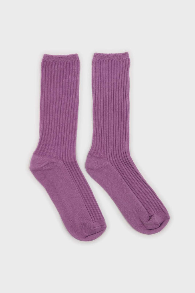 Light purple long ribbed socks_4
