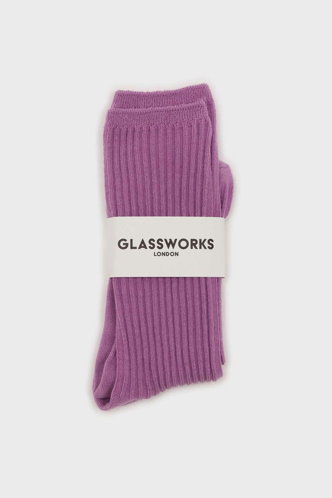 Light purple long ribbed socks_3