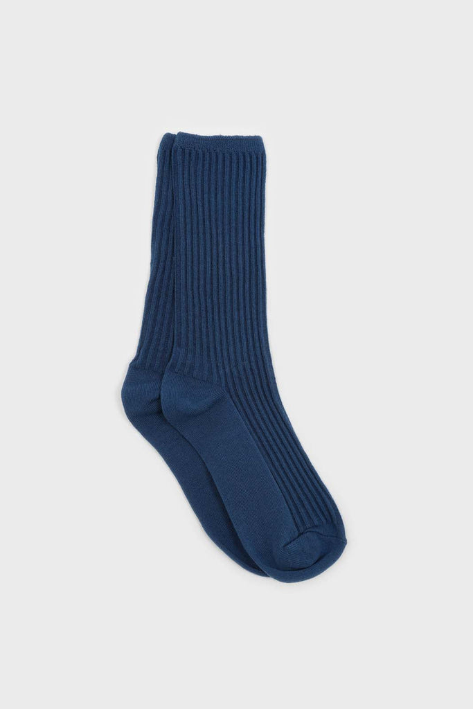 Dark blue long ribbed socks_1