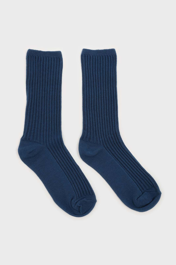 Dark blue long ribbed socks_4