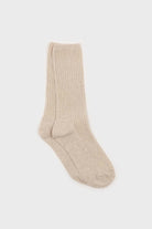 Oatmeal long ribbed socks_1