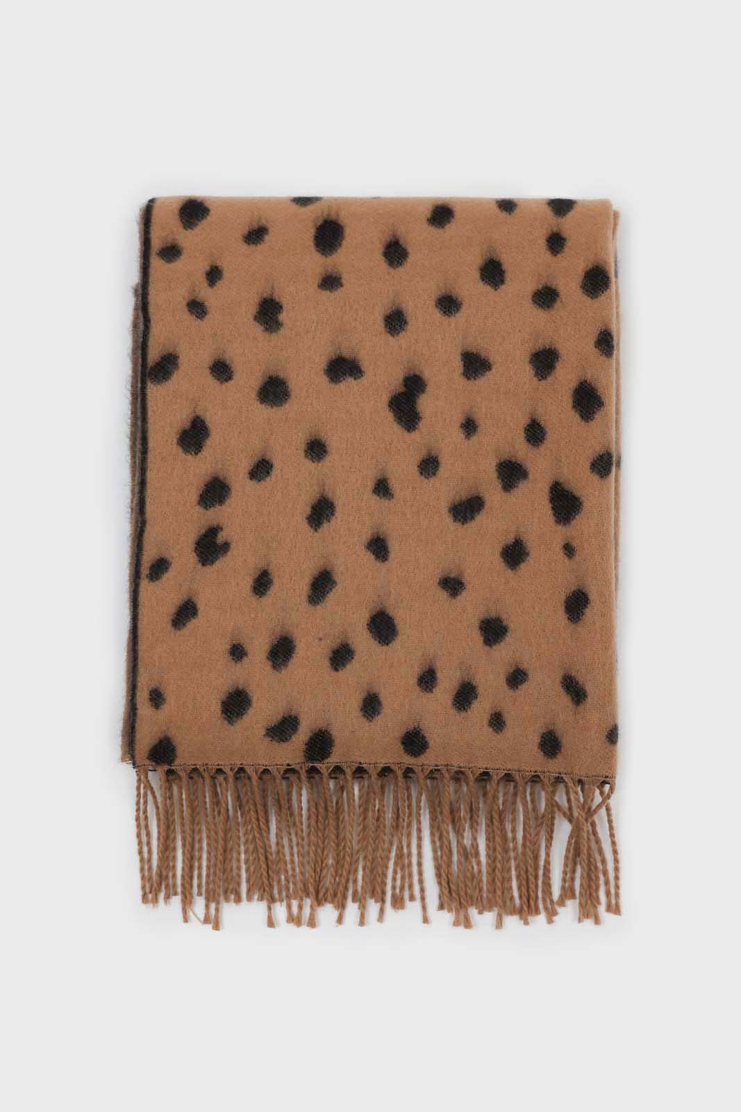 Camel and black leopard intarsia scarf_1