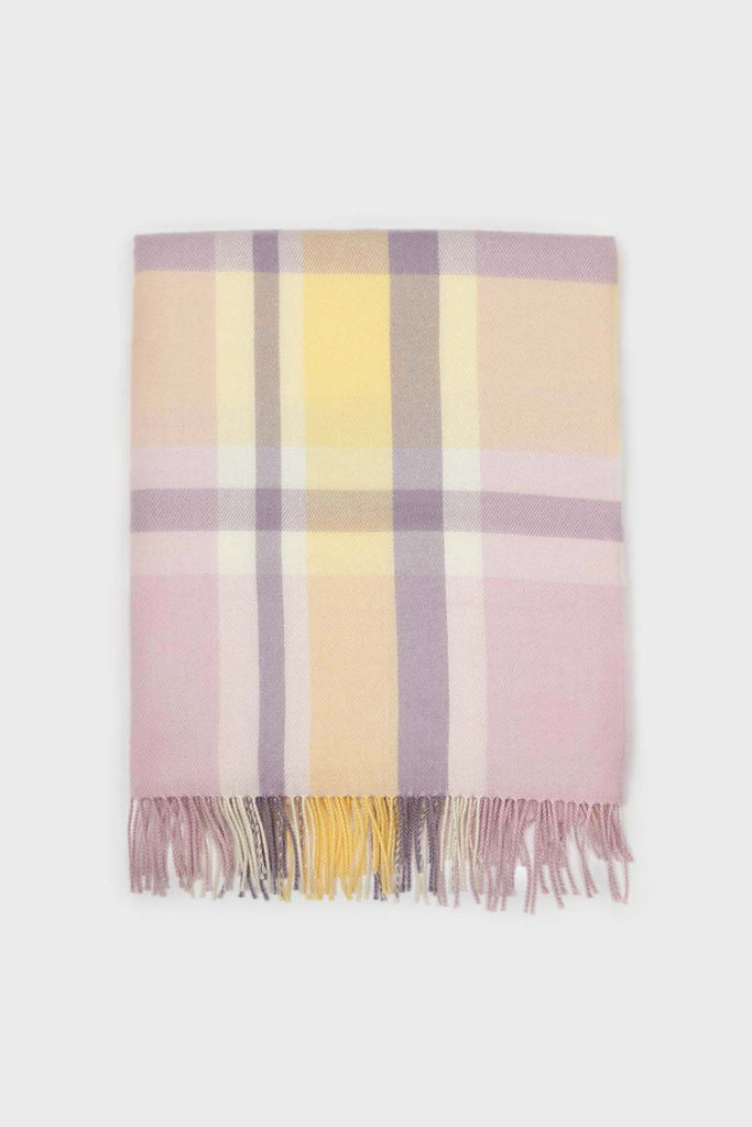Lilac and pale yellow pastel checked scarf_1