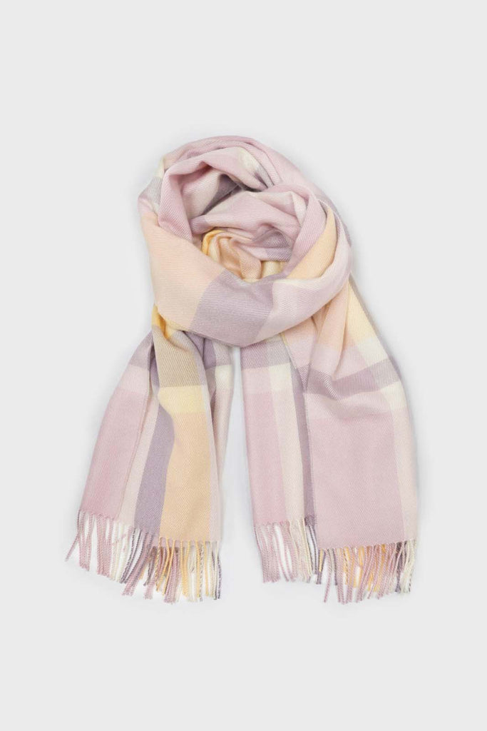 Lilac and pale yellow pastel checked scarf_2