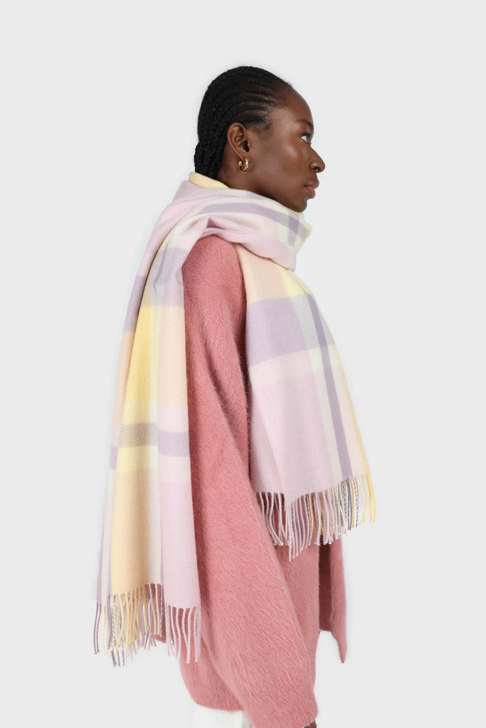 Lilac and pale yellow pastel checked scarf_3