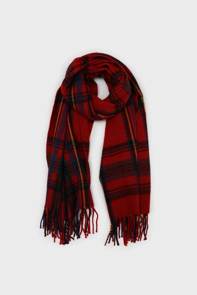Red and blue bold plaid scarf_2