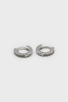 Silver simple pave huggie earrings - 5.5mm_1