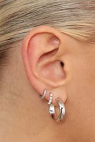 Silver simple pave huggie earrings - 5.5mm_2