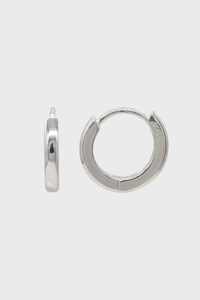 Silver simple hoop huggie earrings - 9mm_1