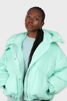 Mint green hooded thick puffer jacket_4