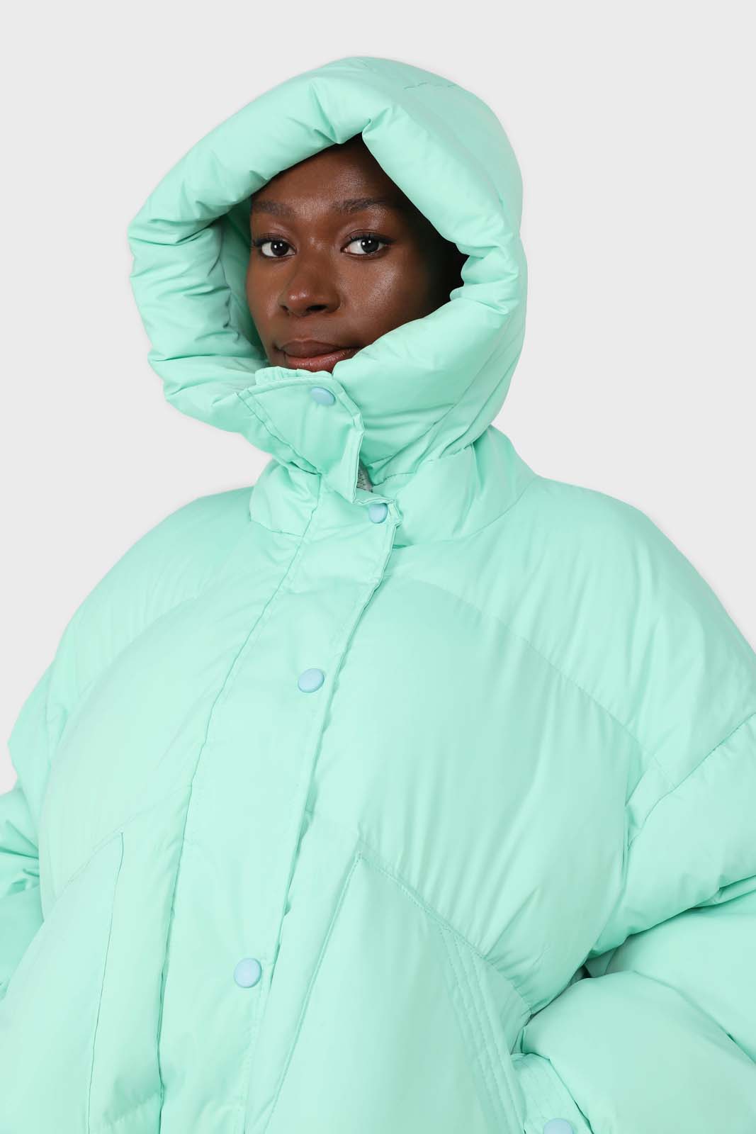 Mint green hooded thick puffer jacket_5