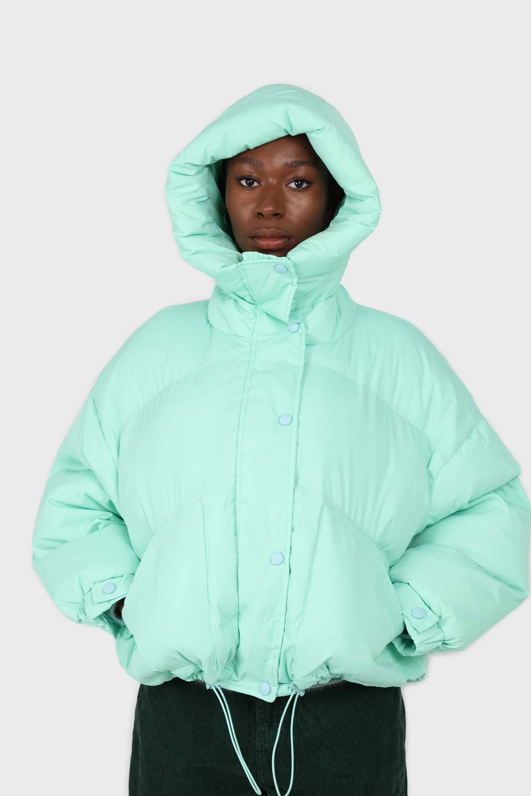 Mint green hooded thick puffer jacket_6