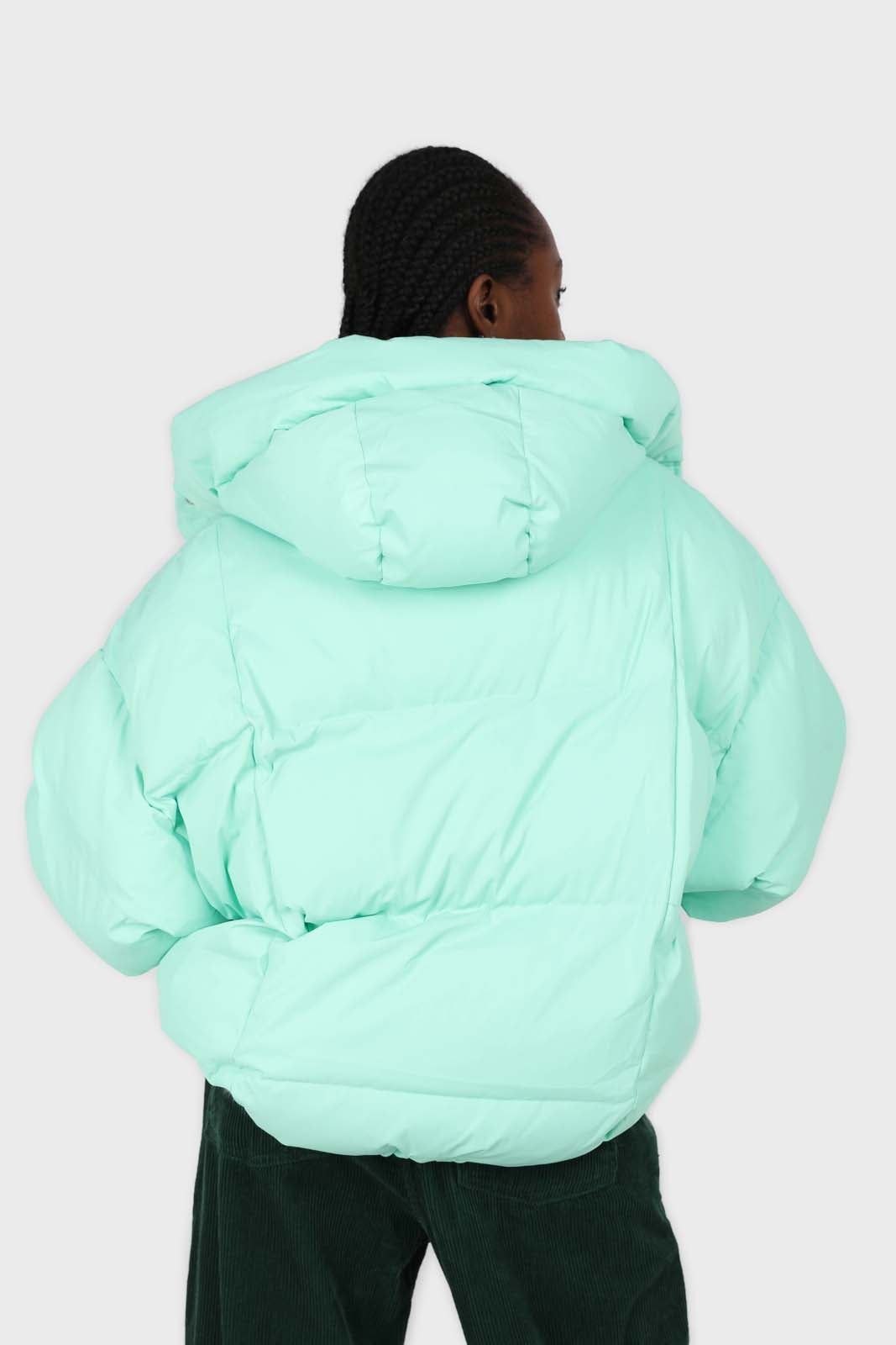 Mint green hooded thick puffer jacket_7