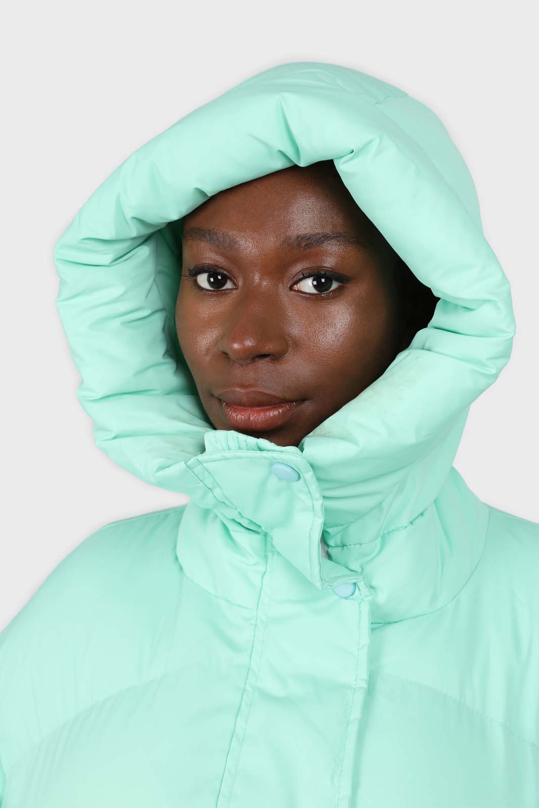 Mint green hooded thick puffer jacket_8