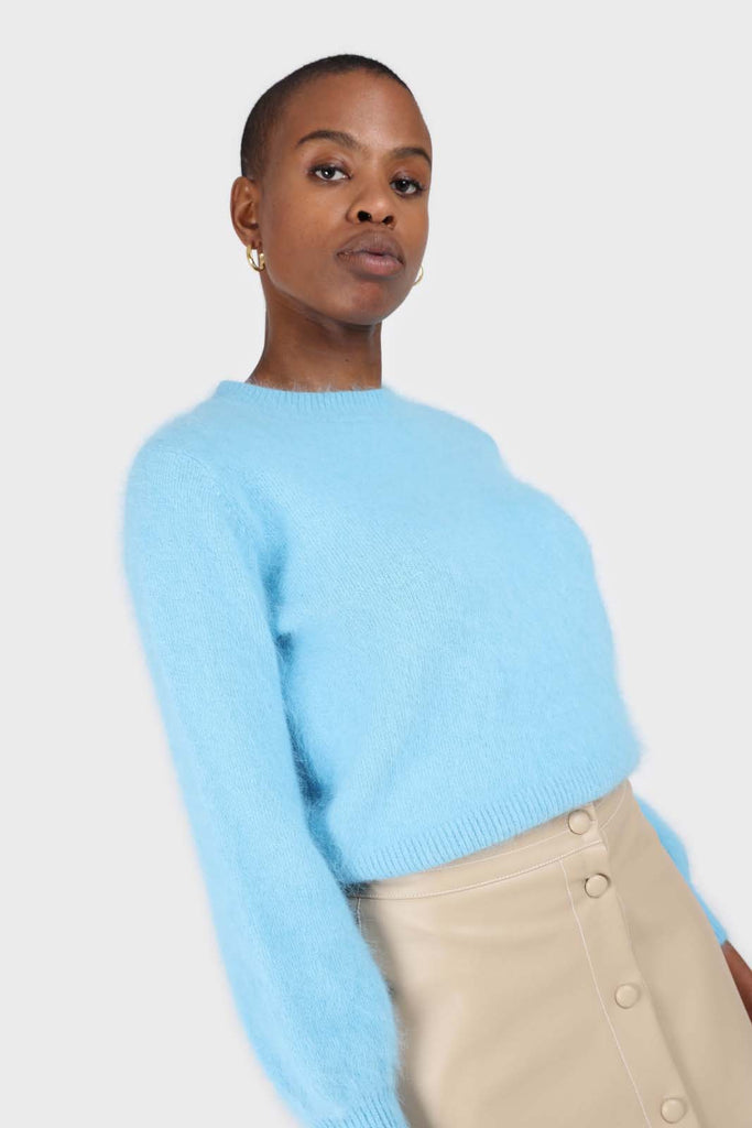 Aqua blue balloon sleeve angora jumper_4