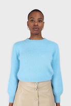 Aqua blue balloon sleeve angora jumper_5