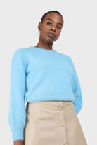 Aqua blue balloon sleeve angora jumper_1
