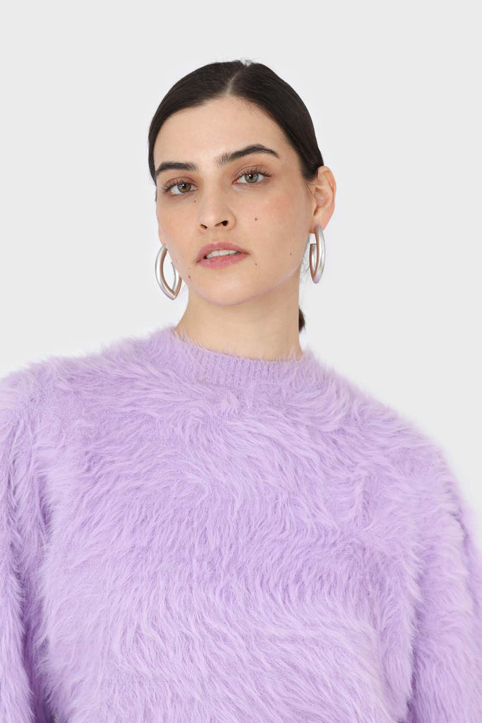Violet ultra fuzzy puff sleeved jumper_7