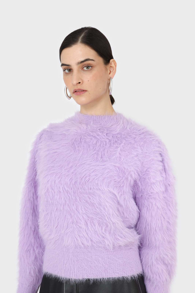 Violet ultra fuzzy puff sleeved jumper_8