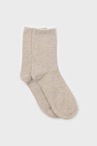 Oatmeal smooth wool long socks_1