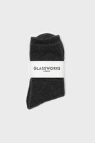 Charcoal smooth wool long socks_2