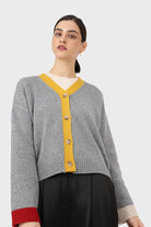 Grey and yellow contrast trim cardigan_4