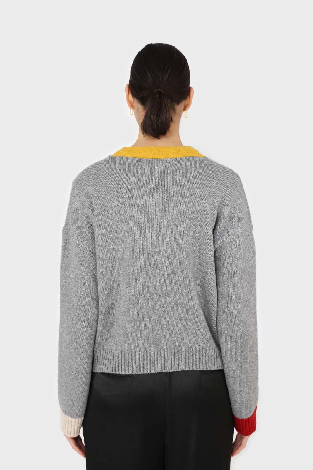 Grey and yellow contrast trim cardigan_5