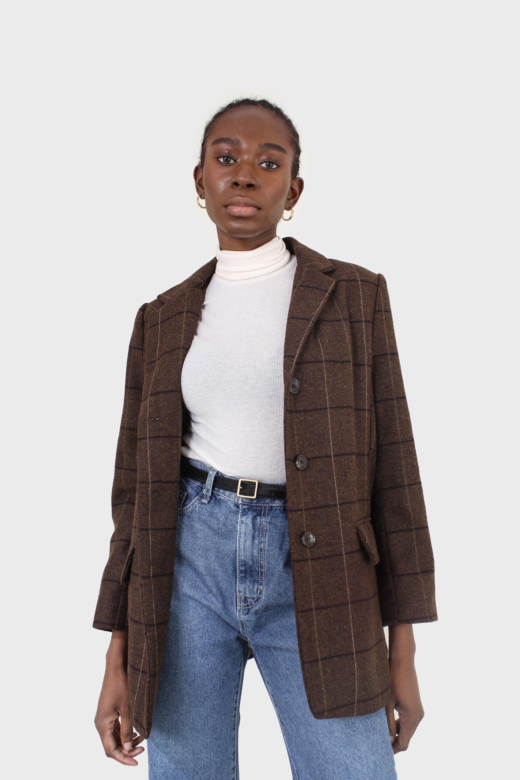 Ivory fine ribbed jersey turtleneck top_1