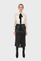 Ivory and black pussy bow semi sheer blouse_2