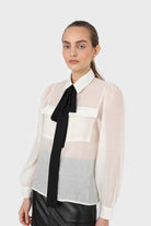 Ivory and black pussy bow semi sheer blouse_8