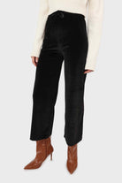 Black velvet loose fit trousers_1