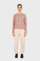 Pink intarsia sheep crew neck jumper_2