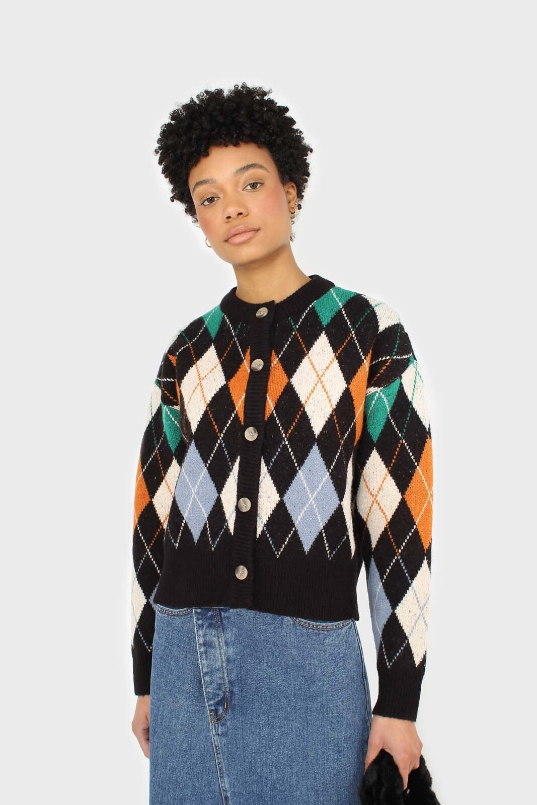 Black and orange argyle cardigan_1