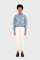 Blue and white dots cardigan_2