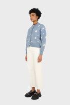 Blue and white dots cardigan_3