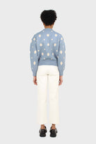 Blue and white dots cardigan_4