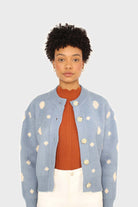 Blue and white dots cardigan_7