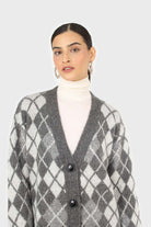 Grey argyle alpaca wool blend cardigan_6