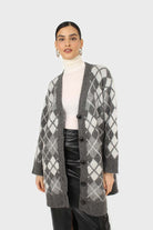 Grey argyle alpaca wool blend cardigan_7