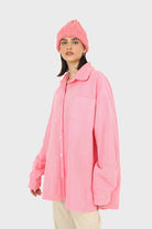 Neon pink corduroy oversized shirt_1