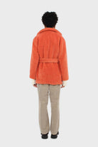 Coral teddy patch pocket belted jacket_5