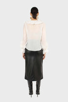 White double ruffle silky blouse_5