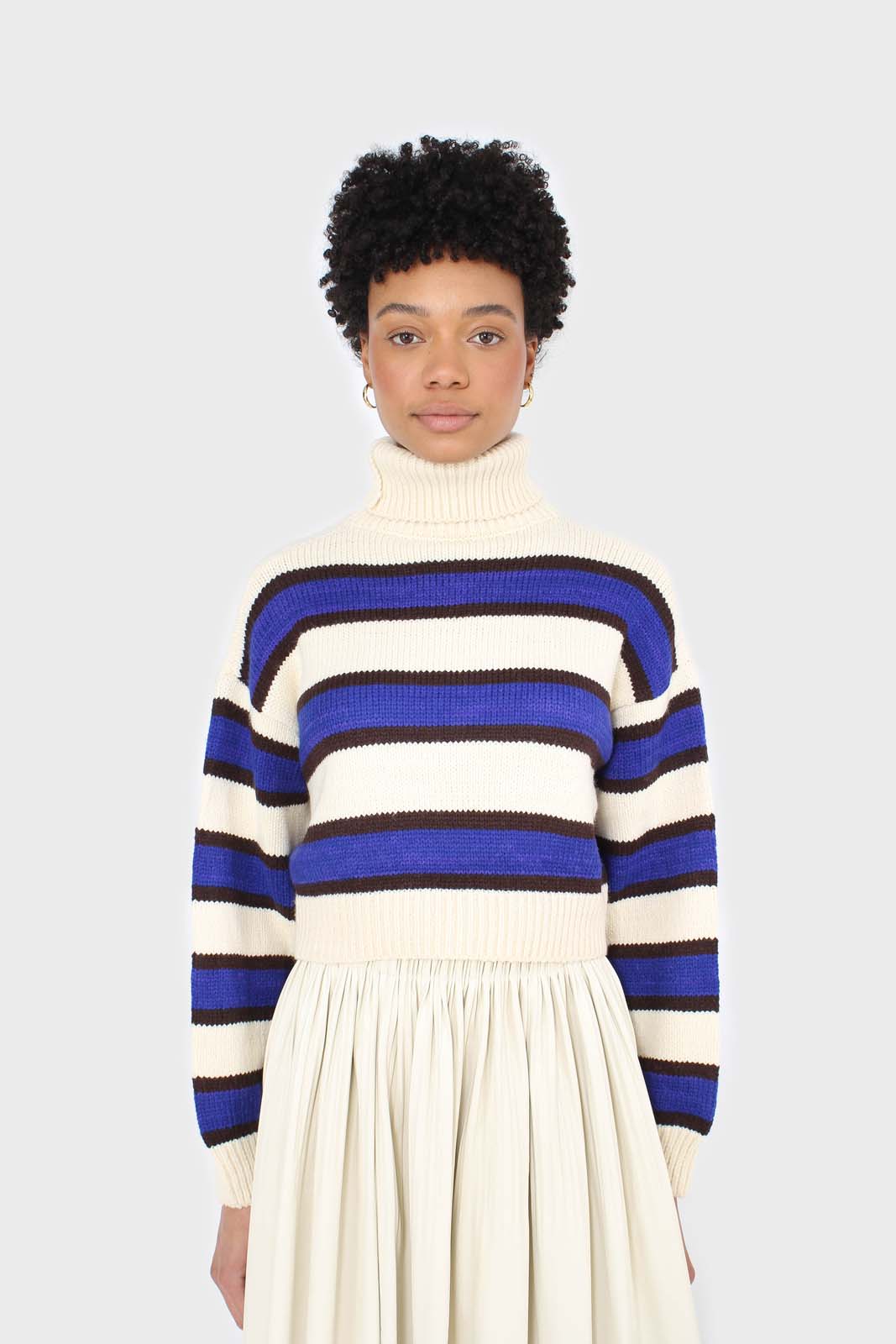 Ivory and cobalt blue bold striped turtleneck jumper_7