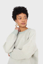 Mint herringbone fitted crew neck jumper_8