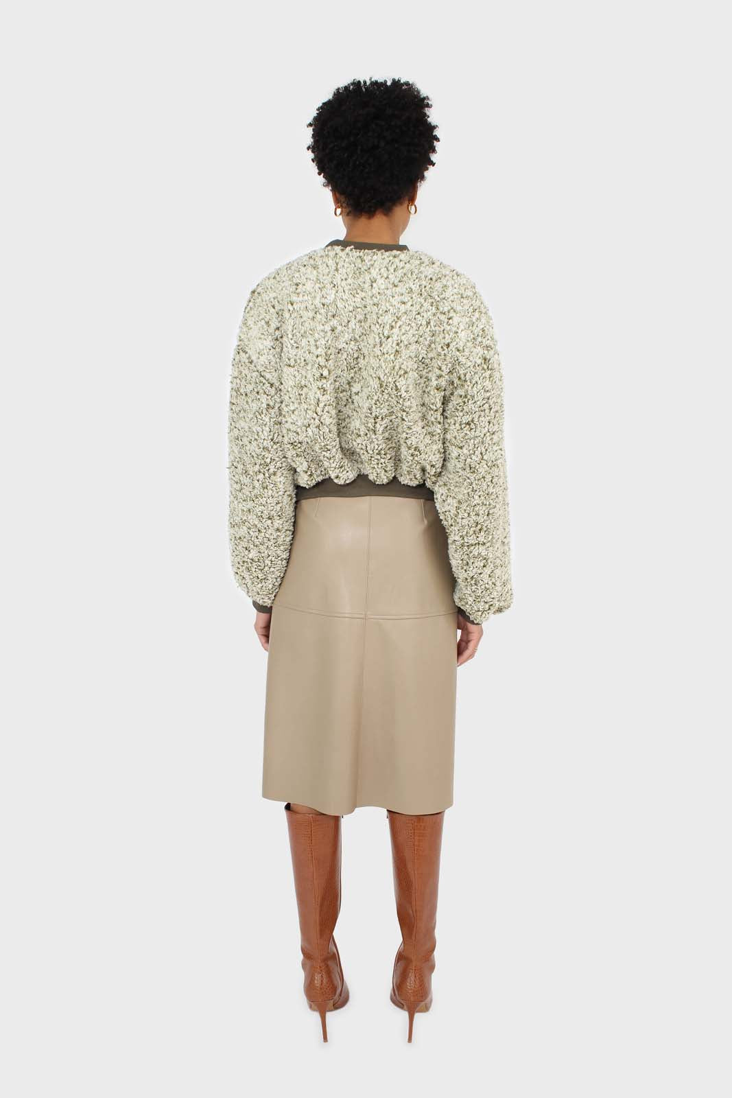 Khaki teddy cropped sweatshirt_5