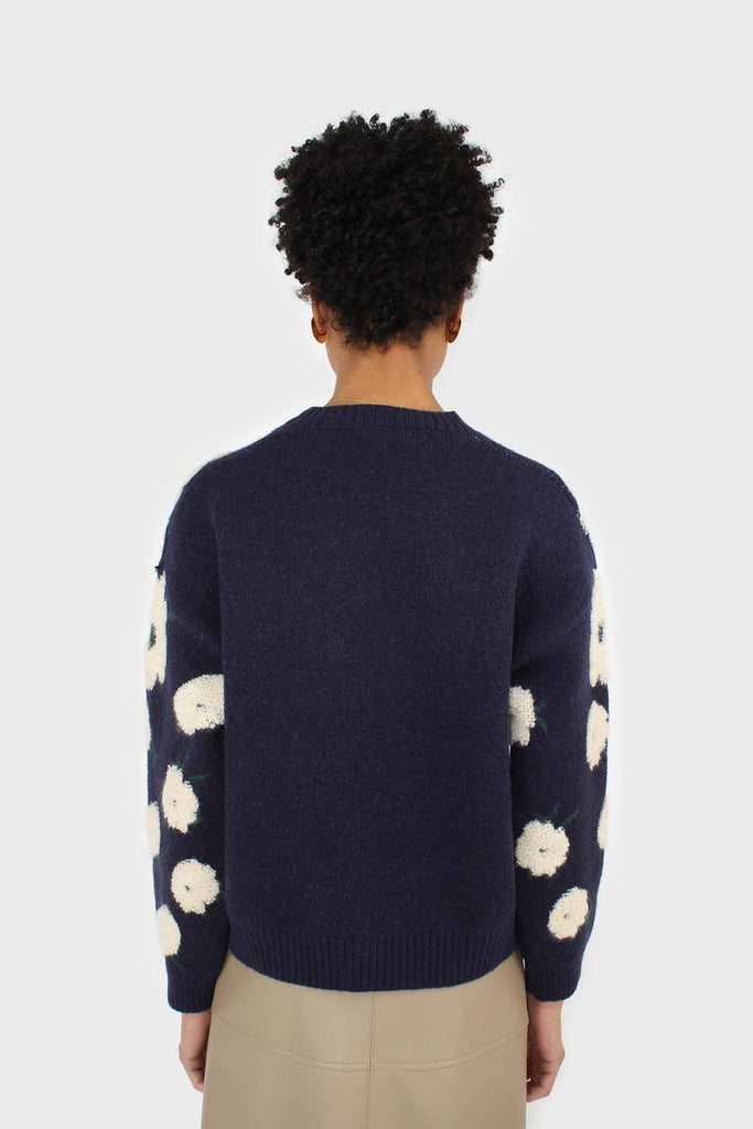 Navy and white floral crew neck jumper_2