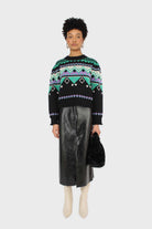 Black zig zag puff sleeved jumper_3