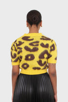 Yellow and brown brushed leopard knit tee_2