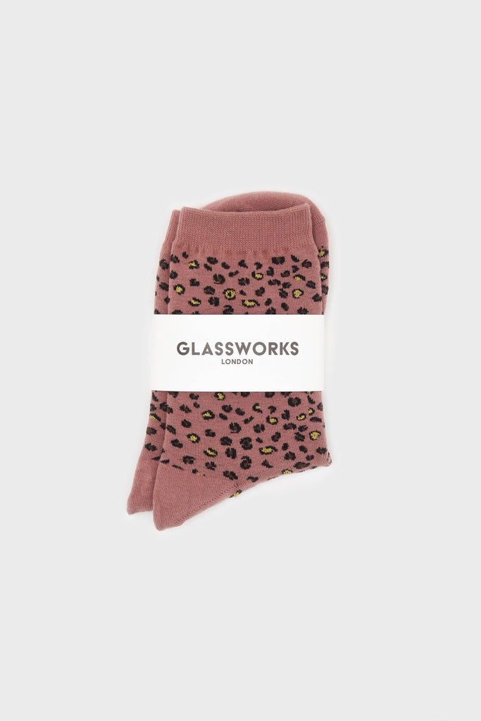 Pink and black metallic leopard print socks_3